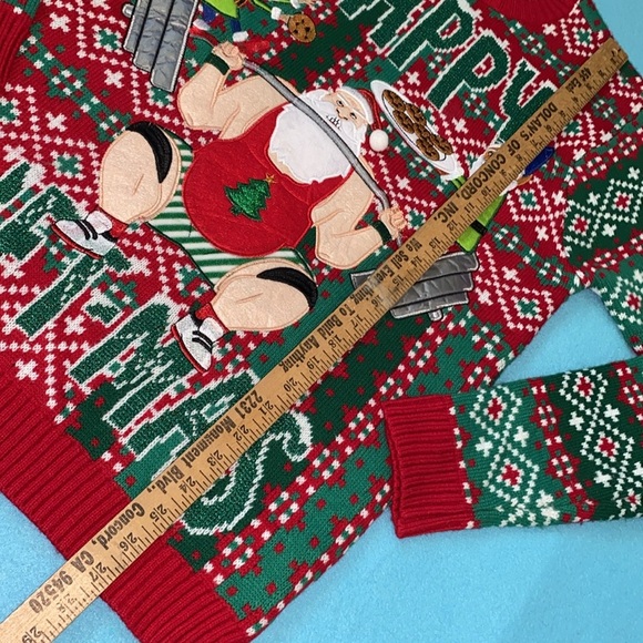 BLIZZARD BAY 3D ugly Christmas sweater Santa bodybuilder long sleeve size M - Picture 8 of 9
